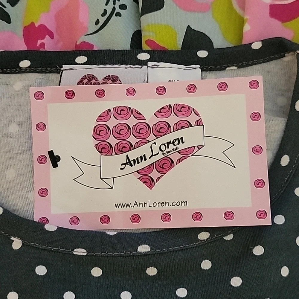 Ann LOREN Polka Dot Floral Two Piece Dress Set Size 9/10